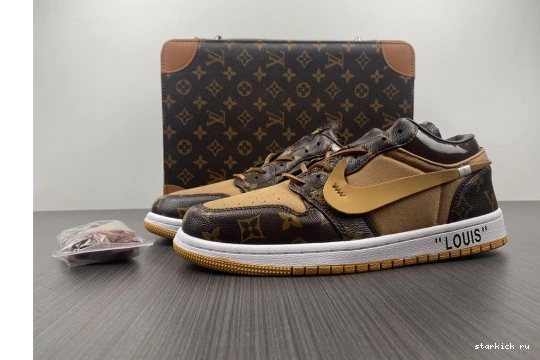 WHITE-LouiV Low JORDAN O-W AIR 1 Top -LouiV CASE) (WITH 0328